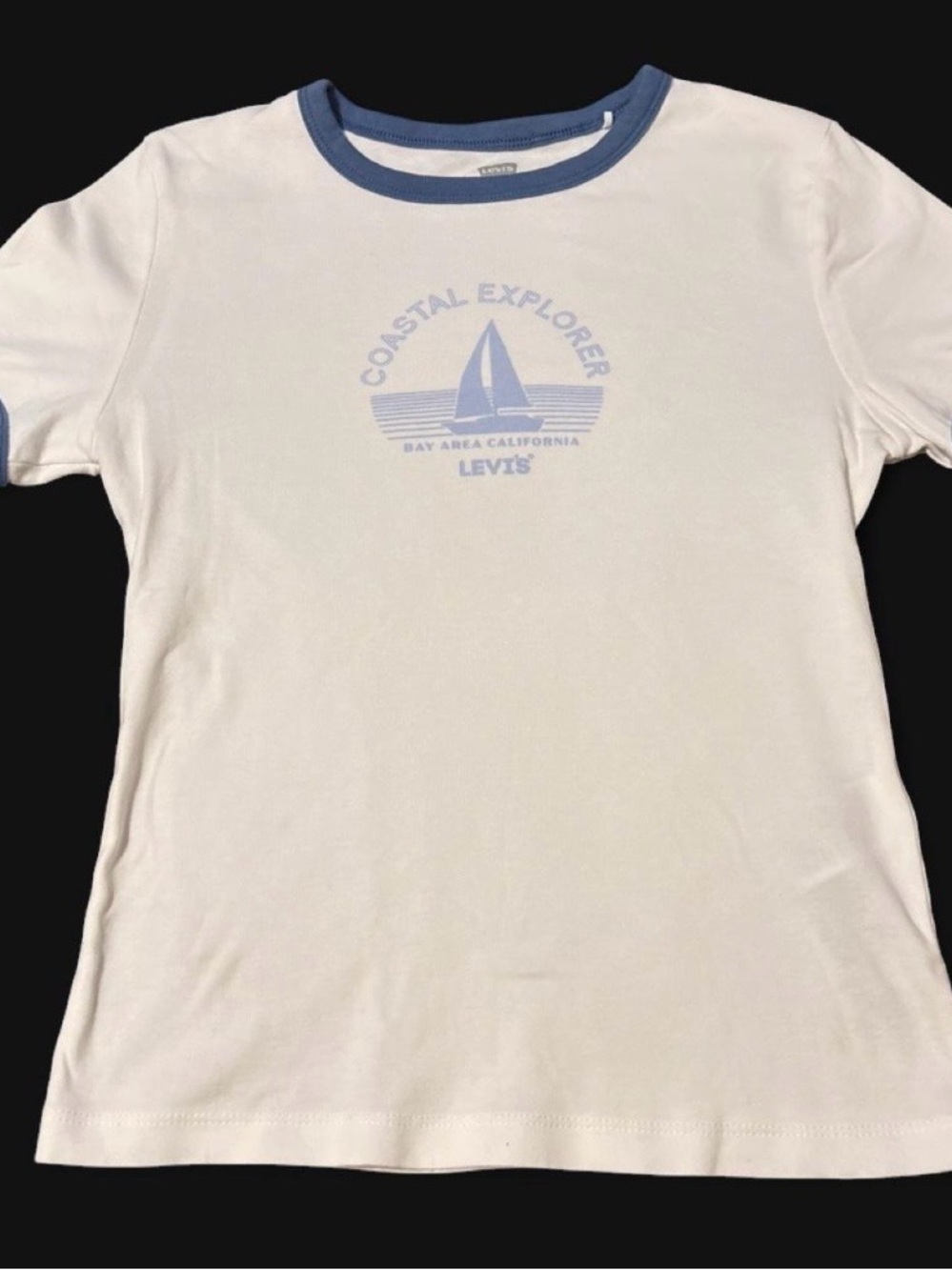 Levi's White Tee with Blue Ringer and Nautical Sailboat Print